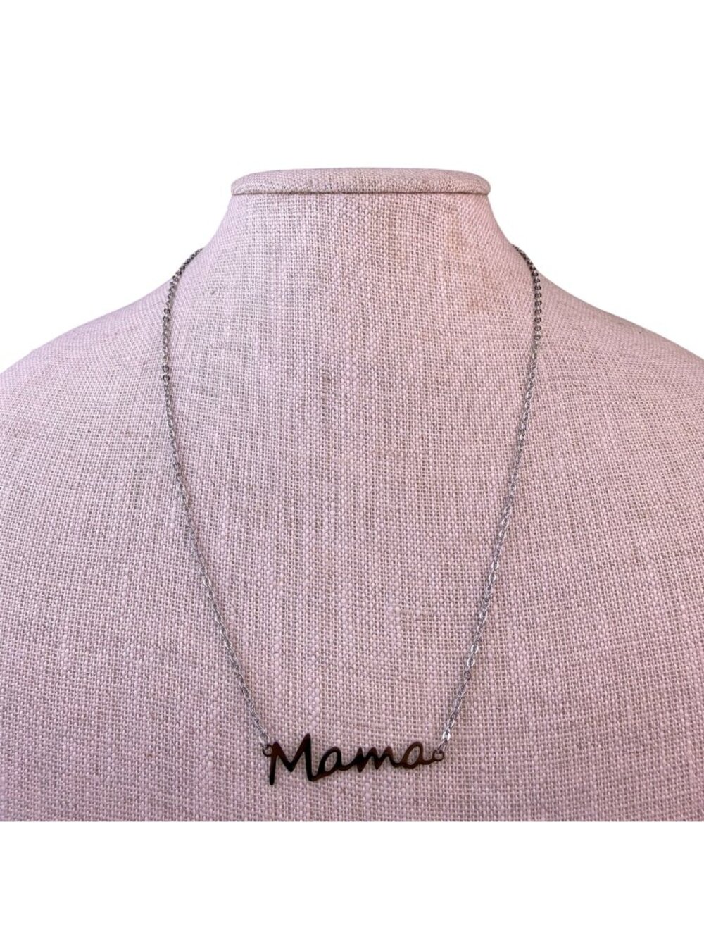 Isabella M. Womens Silver Tone Sterling Necklace Mama Script Design